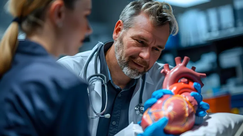 Doctor explaining a heart model to a patient